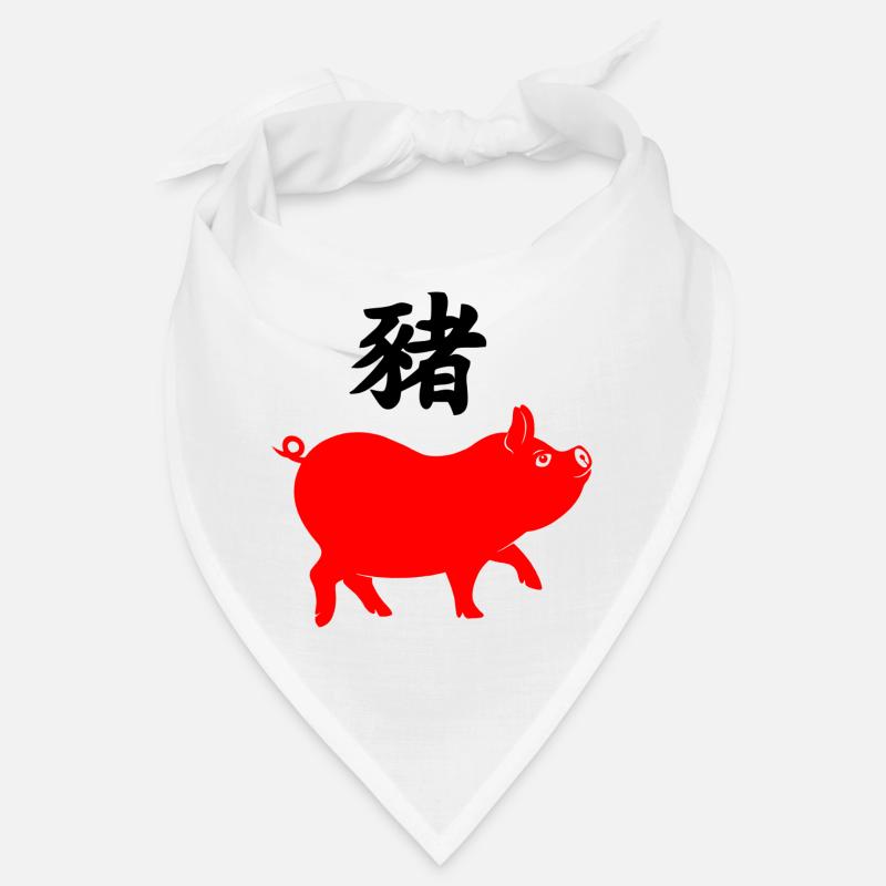 Chinese script with red pig Bandana