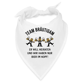 Team Bräutigam (Karikatur / Bier Im Kopf / 3C / B) - Bandana - Weiß - Vorne
