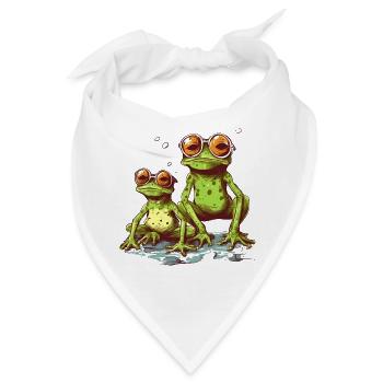 Coole grüne Frösche mit orangen Sonnenbrillen - Bandana - Weiß - Vorne