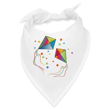 bunte Drachen fliegen mit bunten Bänder im Herbst - Bandana - Weiß - Vorne