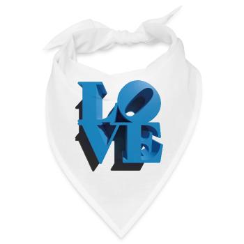 LIEBE 3D Cyan - Bandana - Weiß - Vorne