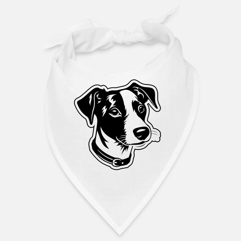 Jack Russel Terrier Hund Kopf - Bandana - Weiß