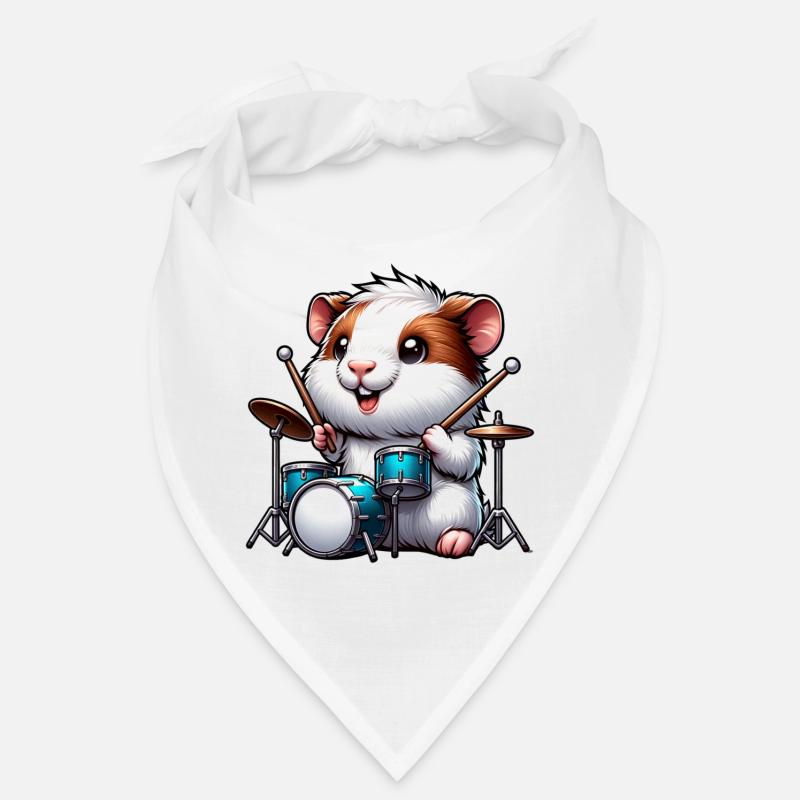 Cute Guinea Pig Drummer Design Bandana