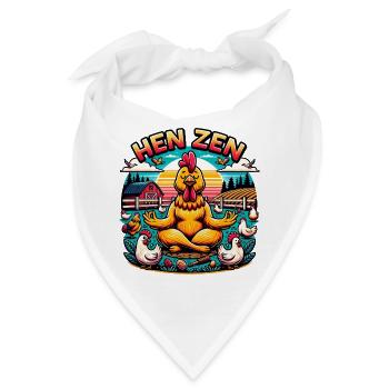 Hen Zen Yoga Huhn Hühner Bauernhof - Bandana - Weiß - Vorne