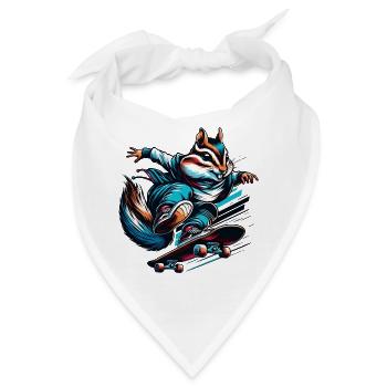 cooles Streifenhörnchen auf einem Skateboard - Bandana - Weiß - Vorne
