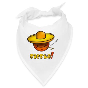 Siesta - Lustiges Emoticon mit Sombrero Hut  - Bandana - Weiß - Vorne