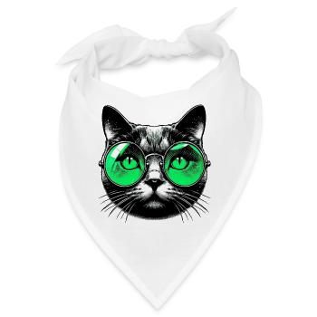 Kater mit Brille - Bandana - Weiß - Vorne