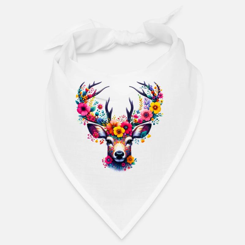 Cerf décoré de fleurs Bandana