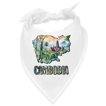 Aquarell Landkarte Kambodscha - Bandana - Weiß - Vorne