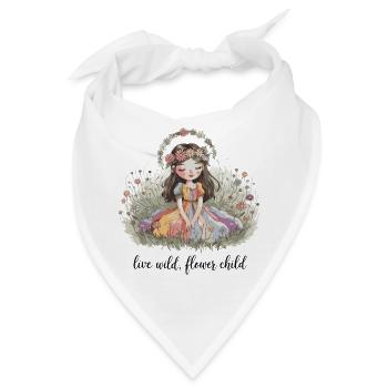 Lebe wild, Blumenkind - Bandana - Weiß - Vorne