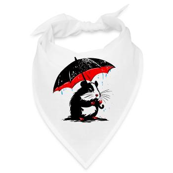 Hamster mit Regenschirm – Schmuddelwetter - Bandana - Weiß - Vorne