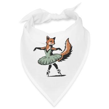 bezaubernder Fuchs im Stencil-Stil im Ballettkleid - Bandana - Weiß - Vorne