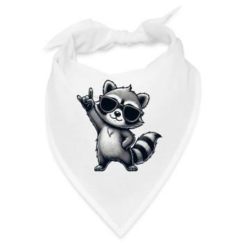 Waschbär mit Rock Pose Raccoon Rock Musik Musiker - Bandana - Weiß - Vorne