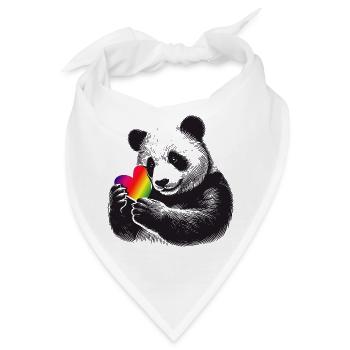 Liebevoller Panda mit Regenbogen-Herz - Bandana - Weiß - Vorne