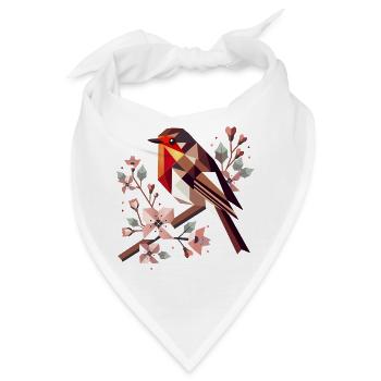 bezauberndes Rotkehlchen umgeben von Kirschblüten - Bandana - Weiß - Vorne