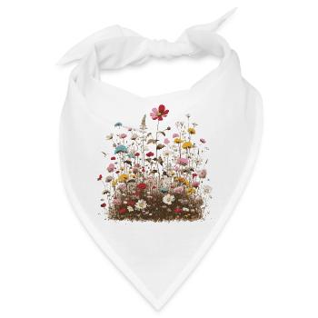 duftende bunte Blumenwiese Frühling Blüten Kräuter - Bandana - Weiß - Vorne