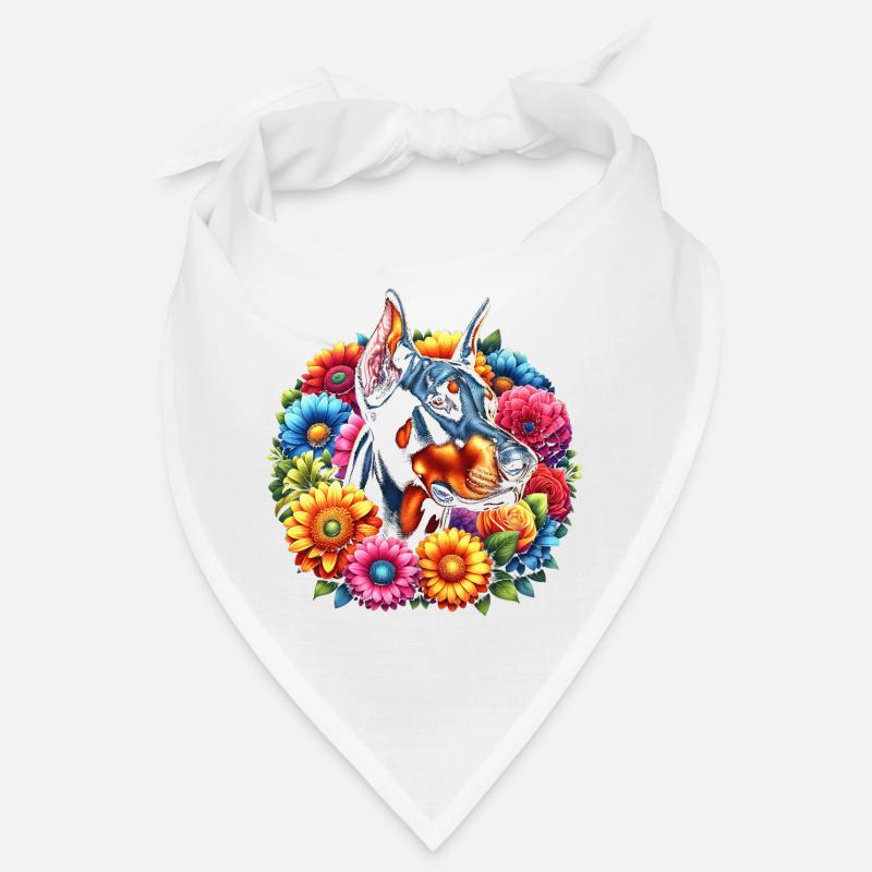 Doberman aux fleurs colorées Bandana
