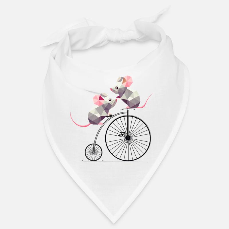 cute polygon mice on a nostalgic penny farthing Bandana