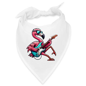 Cooler Flamingo Mit E-Gitarre Motiv - Bandana - Weiß - Vorne