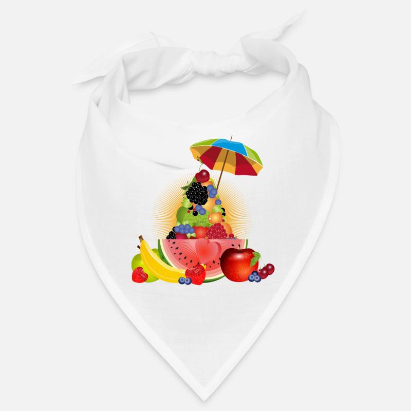 Pyramide de fruits colorée avec pastèque et parapluie Bandana