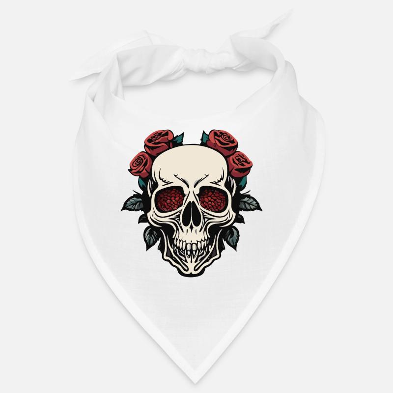 Stylish Skull with Roses and Navy Bandana