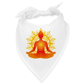 Leuchtende Yoga Silhouette mit Sonnen-Mandala - Bandana - Weiß - Vorne