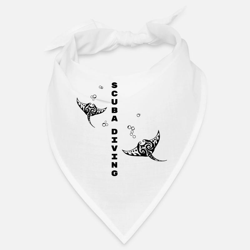 Tauchen – Stammes-Mantarochen-Design - Bandana - Weiß