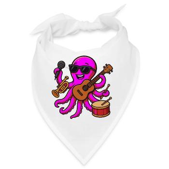 Bunter musikalischer Oktopus - Bandana - Weiß - Vorne