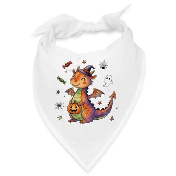 Freundlicher Halloween Drache mit Kürbis - Bandana - Weiß - Vorne