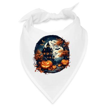 Halloween - Spukhaus & Kürbisse - Bandana - Weiß - Vorne