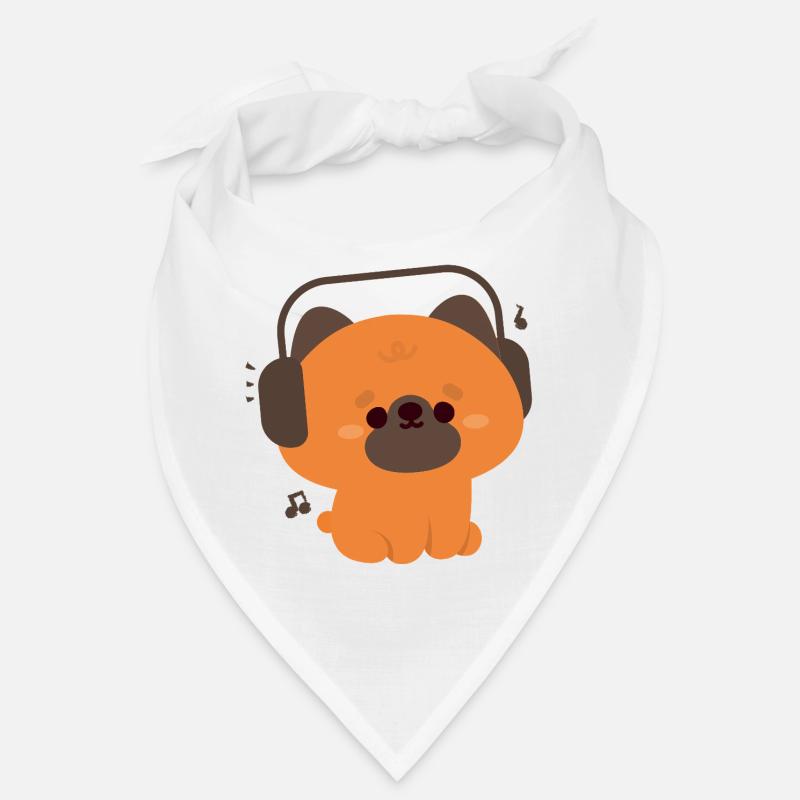 Niedlicher Deutscher Schäferhund mit Kopfhörern Illustration Bandana