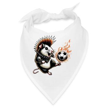 Punk Meerschweinchen Mit Brennendem Fußball - Bandana - Weiß - Vorne