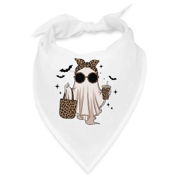 Trendy Halloween Geist mit Leo-Accessoires - Bandana - Weiß - Vorne