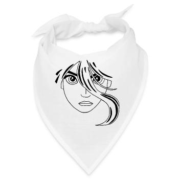 Schwarzes Manga-Gesicht - Bandana - Weiß - Vorne