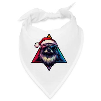 Neon Santa Hund mit Sonnenbrillen - Bandana - Weiß - Vorne
