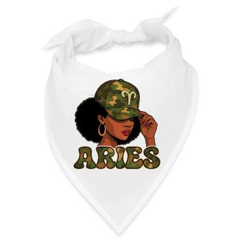 Widderkönigin – Tarn-Afro-Mädchen Zodiac-Stolz - Bandana - Weiß - Vorne