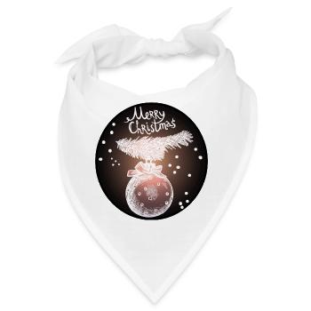 Weihnachtskugel mit Tannenzweig - Bandana - Weiß - Vorne