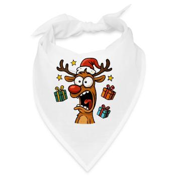 Lustiges Rentier Weihnachten verrückt erschrocken - Bandana - Weiß - Vorne