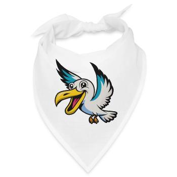Fröhlicher Pelikan Mascot - Bandana - Weiß - Vorne