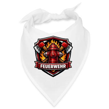 Feuerwehr Logo mit Hydrant und Flammen - Bandana - Weiß - Vorne