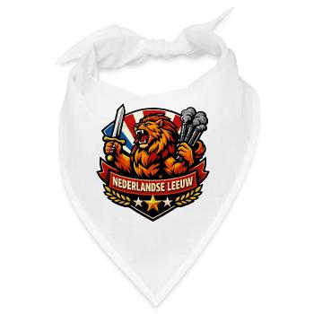 Holländischer Löwe mit Schwert und Rauch - Bandana - Weiß - Vorne