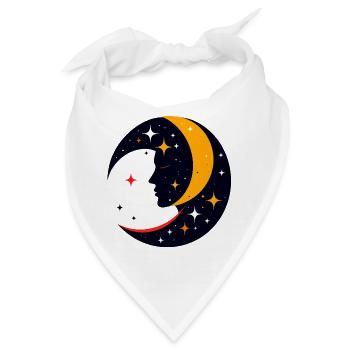 Mondgesicht in Sternennacht Mann im Mond Motiv - Bandana - Weiß - Vorne