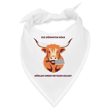 Kuh mit Beil – Wähle deinen Metzger - Bandana - Weiß - Vorne