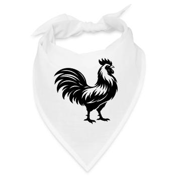 Hahn Silhouette - Bandana - Weiß - Vorne
