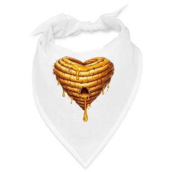 Herz Bienenkorb mit Honig Illustration  - Bandana - Weiß - Vorne