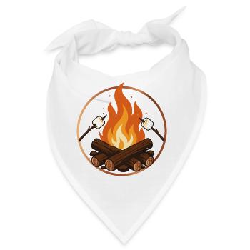 Lagerfeuer mit Marshmallows Camping Motiv  - Bandana - Weiß - Vorne