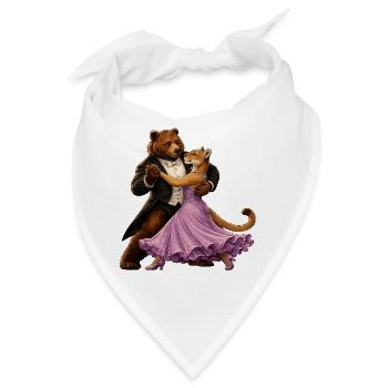 Tanzender Bär und Löwin Walzer Ballsaal Eleganz - Bandana - Weiß - Vorne