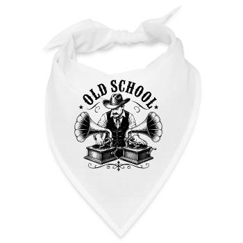 Old School DJ mit Grammophon - Bandana - Weiß - Vorne