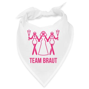 Team Braut (JGA Polterabend Sekt 3er / Pink) - Bandana - Weiß - Vorne