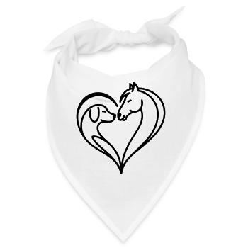 Hund Pferd Herz - Bandana - Weiß - Vorne